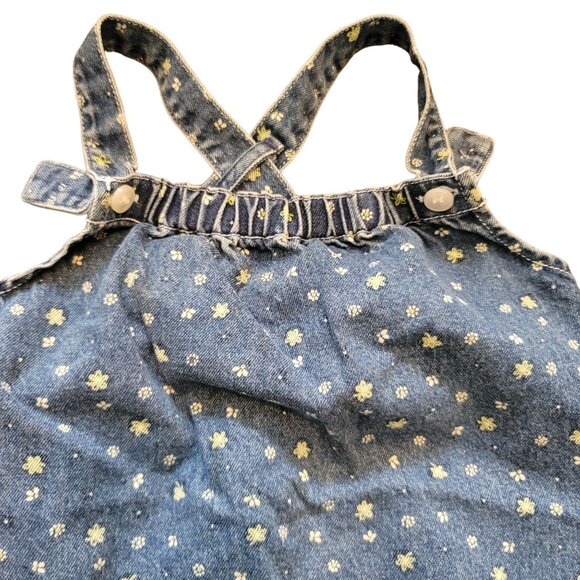 Blue Jumper Dress Denim Floral Butterfly Deorative Trim Girls XL 6 Years Jj3471 - Picture 2 of 5